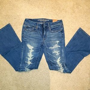 American eagle flared distressed denim